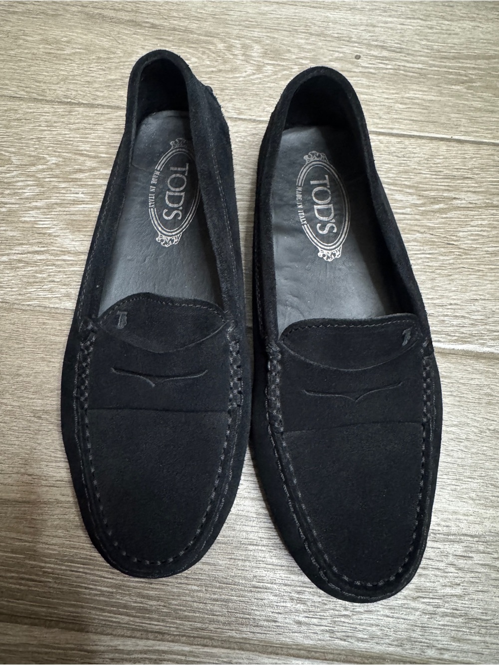 Tod's Black Suede Penny Loafers for Women